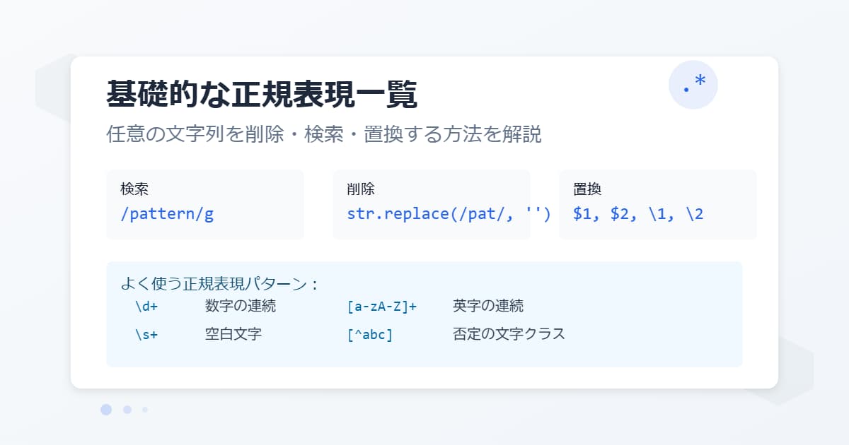 基礎的な正規表現一覧！任意の文字列を削除・検索・置換する方法を解説