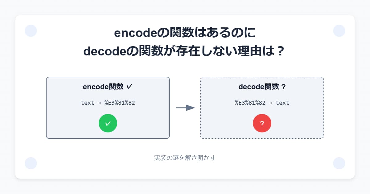 encodeの関数はあるのにdecodeの関数が存在しない理由は？