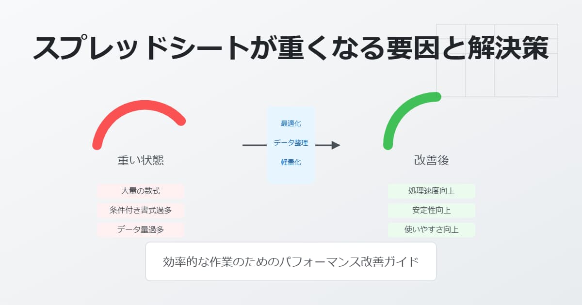 スプレッドシートが重くなる要因と解決策